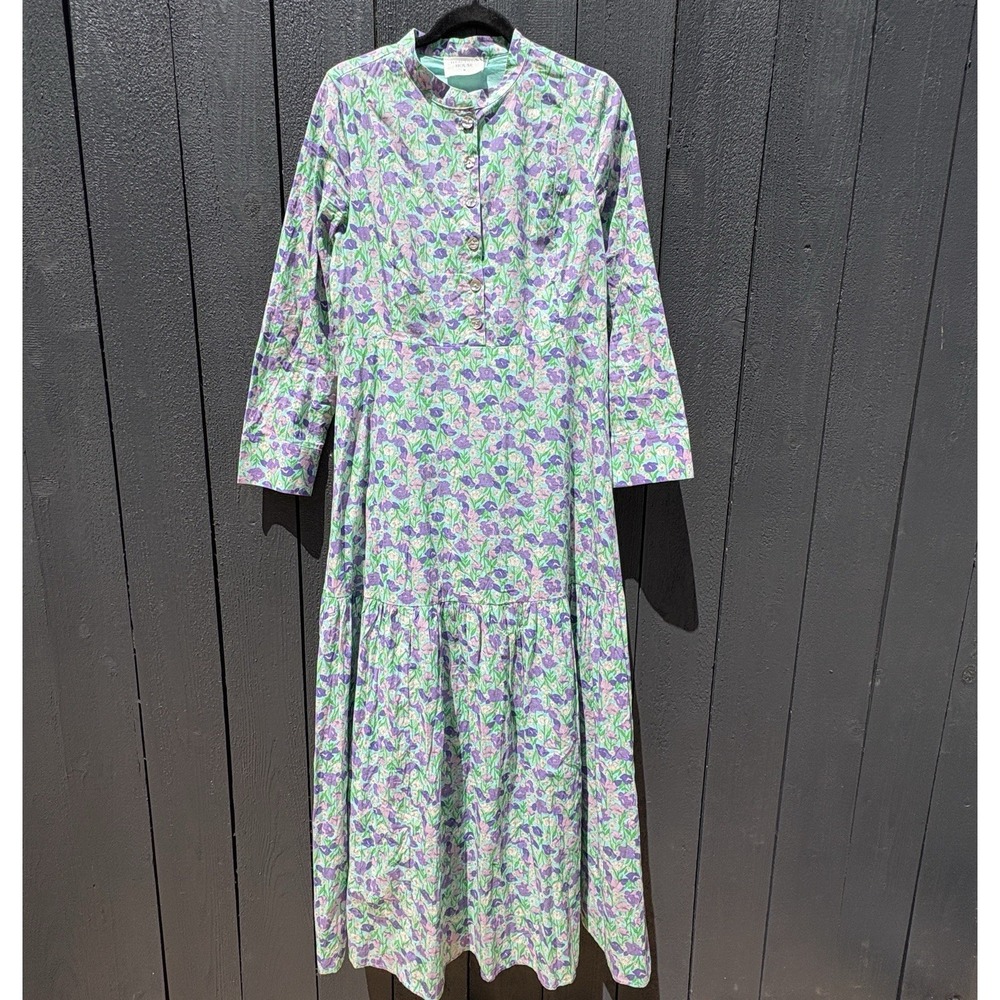 Tuckernuck Hyancinth House Bellflower Maxi Dress M Cottage Floral Tiered Ruffle